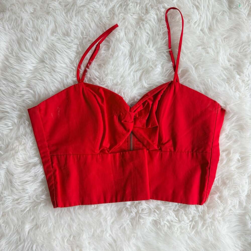 Karina Grimaldi Carol Crop Top in Poppy Size 2 Style 1619